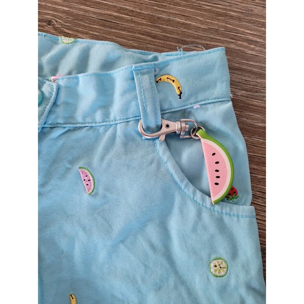 Gymboree Toddler Girl 3 Blue Fruit Embroidered Shorts Watermelon Keychain‎ #1